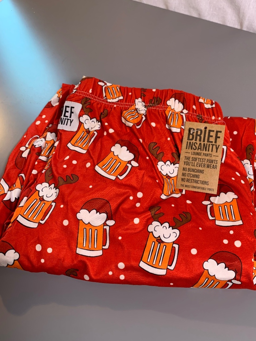 Brief Insanity NWT mens PJ pants BEER Christmas funny Red pj’s sz XL